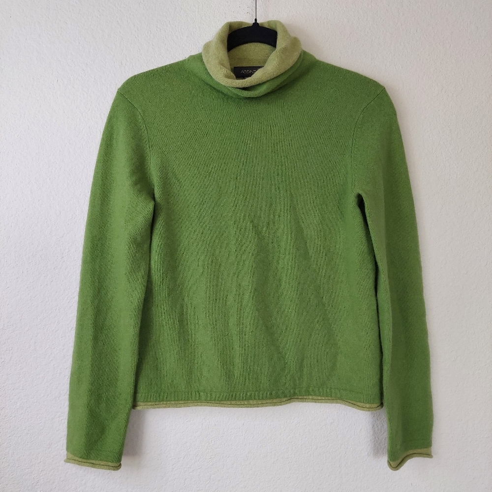 Absinthe Cashmere Piped Turtleneck Sweater Size Medium